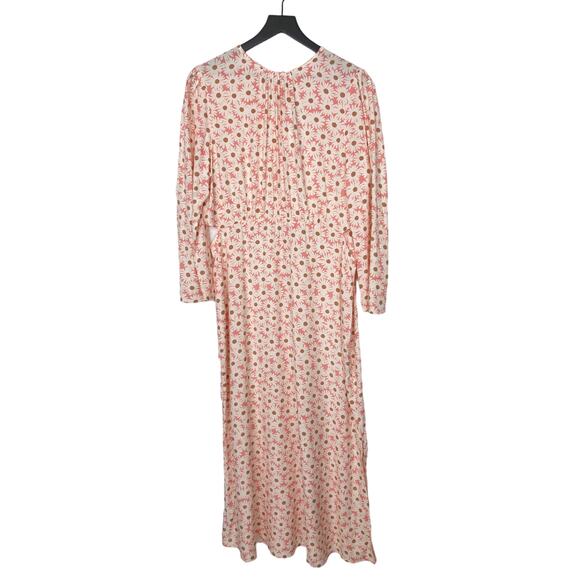 MNG Midi Dress Cut Out Daisy Floral Print Long Sleeve Pink White Womens Size XXL - Picture 4 of 16